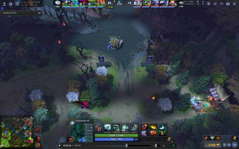 EG hiding in the woods with Tidehunter in front